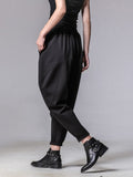 2023 New Spring Autumn High Elastic Waist Loose Spliced Pleated Harem Pants Women Trousers Fashion Tide All-match