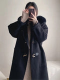 women elegant fur collar winter overcoats female horn botton sweet white long coats korean thick warm