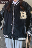 Bomber Jacket Women Hip Hop Letter Bone Patchwork PU Leather Jackets Loose Streetwear Men Unisex College Baseball