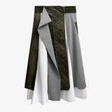 High Waist Color-block Irregular Green Color-block Irregular Half-body Skirt Women Fashion New Spring Autumn 2023