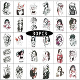 Black Girls Waterproof Tattoo Stickers for Women Men Body Art Arm Decals Water Transfer Temporary Tattos Bueaty
