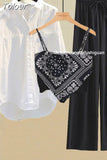 New Elegant Women's Pants Suit Sunscreen Chiffon Shirt Vest Black Trousers Triangle Fashionable Casual