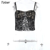 See Through Lace Cami Top Women Trashy Y2K Clothes Sleeveless V Neck Sexy Tanks Camis Aesthetic 2000s Gothic
