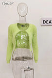 Fashion Women's Knitted Cardigan O-neck Slim Mental Buckle Long Sleeve Solid Color Short Sweater Spring 2023 New