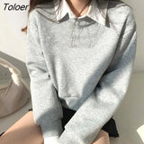 No Hat Hoodies Women Sweet Student Baggy Ulzzang Female Harajuku Streetwear All-match Vintage Elegant Cropped Cozy
