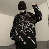 Streetwear Angel Pattern Women'S Sweater Retro Lazy Pullover Trendy Brand Round Neck Fashion Sweater Women 2021