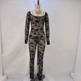 Toloer Women's Wear Spring / Summer 2024 New Fashion Sexy Hollow-Out Back Zipper Long-Sleeved Jumpsuit-Outfit