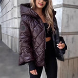 And Winter New Fashion Trend Lattice Loose Hooded Cotton