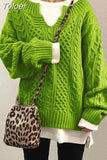 Sweater Women Fashion Chic Pullovers Sweet Basic Casual Loose Long Sleeve V-Neck Knitwear Tops Autumn Winter New