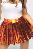 Fashion Women's A-line Short Skirt High Waist Pleated Bright Cortex Mini Skirts High Street Spring 2023 Trend New