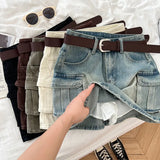 Hottie Fashion High-Rise Thin Double Pocket Workboy Dress Anti-Light Short Skirt A