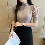 High Collar Tank Top Women Knitwear 2022 New Spring Bottoming Shirt Casual Short Sleeve Solid Summer Thin Knit Vest