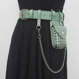 Pu Leather Green Mini-bag Spliced Long Belt Personality Women New Fashion Tide All-match Spring Autumn 2023
