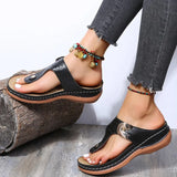 Graduation party Summer Beach Wedges Ladies Shoes For Retro Casual Women Flat Platform Sandals Mid-heel Shoe Flower Shoes Flip-flops