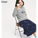 Women Sweatshirts 2022 Autumn Long Sleeve O Neck Loose Hoodies Graphic Print Grey Vintage Casual Streetwear