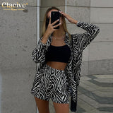 Fashion Print Women'S Suit 2022 Casual Loose Shorts Set Elegant Long Sleeve Blouse Matching Shorts Set Woman 2