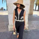 Station 2025 Summer New Designer Small Embroidered Vest Trousers Two-Piece