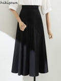 Faldas De Mujer Irregular Patchwork Folds Skirts Women Highi Waist Slim Fit A-line Summer Vintage Skirt Elegant Long