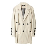 Loose Fit Button Split Temperament Jacket New Lapel Long Sleeve Women Coat Fashion Tide Spring Autumn 2023