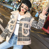 Loose Warm Thickened Lamb Woolen Short Jackets Winter Women Plus Size Outwear Elegant Big Pocket Party Shopping