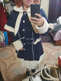 Yskkt Women Lolita Autumn Coat Warm Fur Collar Bowknot Dress Jacket Fashion Sweet Princess Breasted Overcoat Halloween