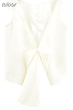 Korean Lace Up Bowknot Women's Vest O Neck Tank Sleeveless Backless Large Size Loose Female Vests 2023 Fashion