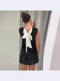 2025 New Shiny Beads Back Tice Decorated Bow Dress