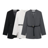 New With Belt Suit Jacket 8941178 Straight Trousers