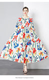 Exquisite Dress Women 2025 New Lazy Wind Collar Mid-Sleeves To Close The Waist Temperament 100-Fold Printing
