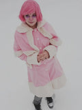 Yskkt Women Lolita Autumn Coat Warm Fur Collar Bowknot Dress Jacket Fashion Sweet Princess Breasted Overcoat Halloween