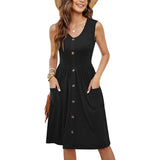 Dress Casual Fashion Foldless Sleeveless Buckle Long With