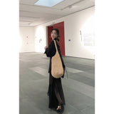 Feel-Dew Back Drawstring Long-Sleeved Sunscreen Shirt Mesh Splicing Sling Long Skirt Two