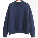 Colors Women Hoodie Casual Turtleneck Sweatshirts Pullover Jacket Outwear Tops Loose Fleece Thick Knitted Sweatshirt