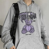 Women Hoodie harajuku Couple outfit Bear print Anime hoodies women goth Hoody kawaii Streetwear Tops Hooded Long-sleeved