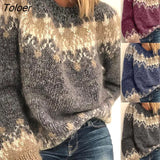 Knitted Sweater Women Autumn Winter Long Sleeve O Neck Knitted Sweater Warm Pullover Casual Sweater