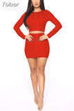 Women's Dress Suits Sexy Sparkly Sequin Long Sleeve Crop Top and Elastic High Waist Sheath Mini Skirts 2 Piece