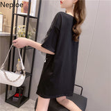 Oversized T Shirts Women Patchwork Gauze Chic Bow Tops Ladies Short Sleeve O Neck Tees Summer Loose Casual White