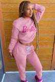Casual Letter Printed Rouned Neck Long Sleeve Sweatshirt And Sweatpants 2 Piece