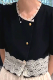 Blouse Women O-neck Lace Puff Sleeve Tops Female 2023 Blusas Mujer De Moda Temperament Blouses Vintage Crop Shirt