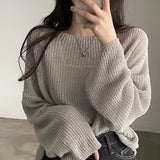 Vintage Ice Silk Oversized Knitted Sweater-Outfit