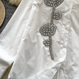 Day Shirt Women 2025 New French Heavy Industry Diamond Three-Dimensional Flowers Loose Thin Single-Drilled Chic