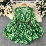 Elegant Party Dress Women Korean Design Ruffles Long Sleeve A-line Dress Spring Mesh Embroidery Flower Short