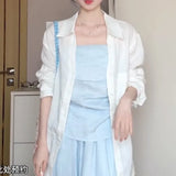 Temperament Lazy Style A Set Of Thin Shirt Folds Design Smear Tsets Women's Boobs Half-Dress Women's