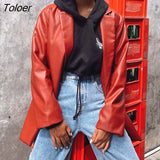 Black PU Leather Blazer Jacket Y2K Motorcycle Jackets Women Autumn Winter High Street Casual Cardigans Warm Suit
