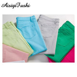 Women's Capris Jeans Pants Female Knee Length Stretch Slim Capri Jeans Women Candy Color Summer Denim Jeans