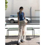 Girls Wear Bow Print Hanging Neck Vest Women High Waist Design Screen Irregular