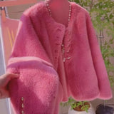 Autumn And Winter Fashion Leisure European Imitation Marince Round Collar Small Fragrant Fur Coat Velvet Short Temperament Burst