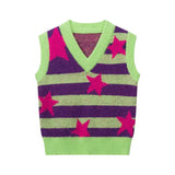 Y2k Aesthetics Knitted Vest 2000s Harajuku Grunge Sweater Vest Korean Fashion E-girl Kawaii V-neck Jumper Fairycore
