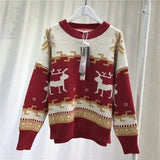 Women Clothing Christmas Thick Sweater New Korean Version Loose Vintage O-Neck Warm Pullovers Student Female