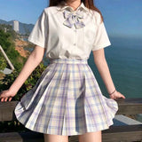 Women Jk Skirts High Waist Students School Uniform Pleated A-Line Mini Plaid Harajuku Preppy